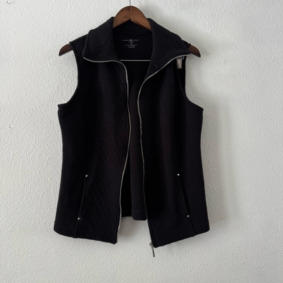 Karen Scott Quilted Vest Sport Womens Fleece Black Jacket Medium Full Zip - Picture 4 of 12